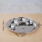 Sumeet Stainless Steel Round 5 in 1 Compartment Lunch/Dinner Plate - Big | Grocsy