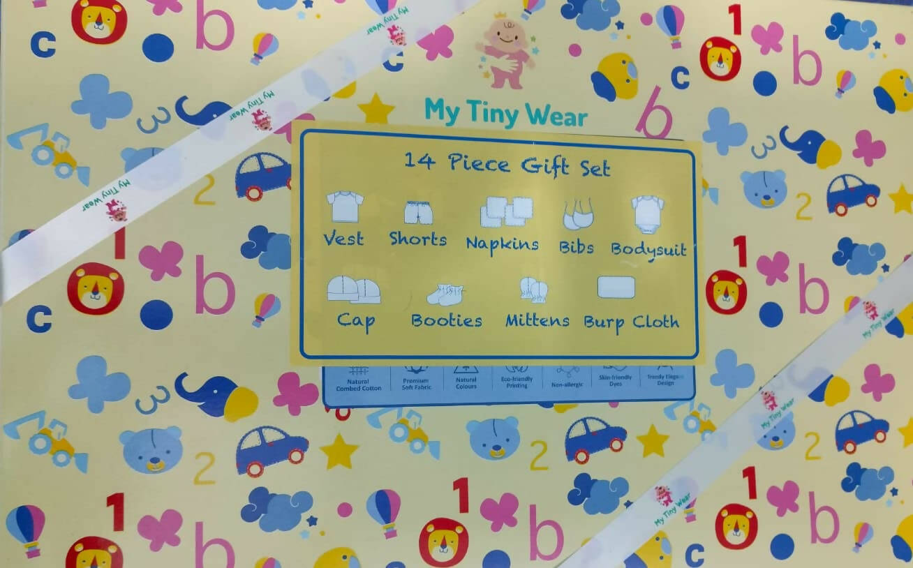 My Tiny Wear Full Sleeves New Born Baby Gift Set - Greyish Blue | Grocsy