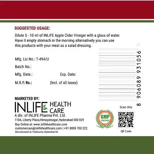 Inlife Apple Cider Vinegar With Mother Vinegar | Grocsy