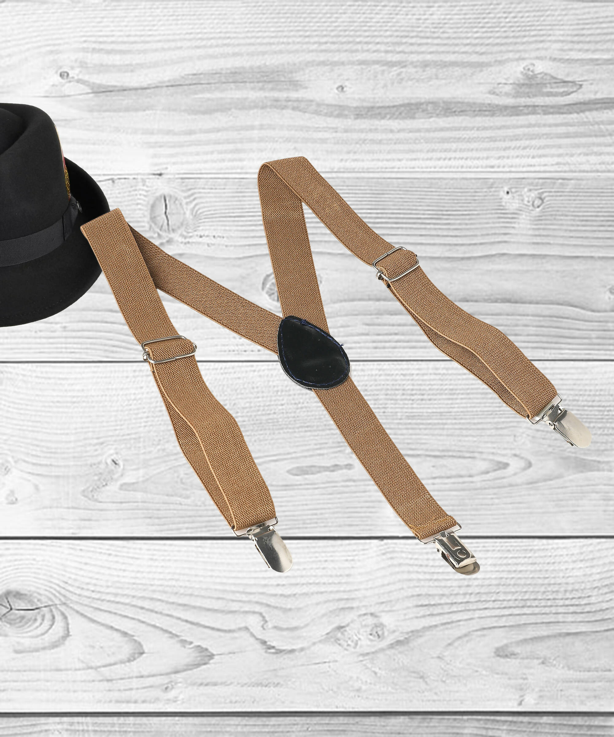 Manet Boys Solid Suspenders - Beige | Grocsy