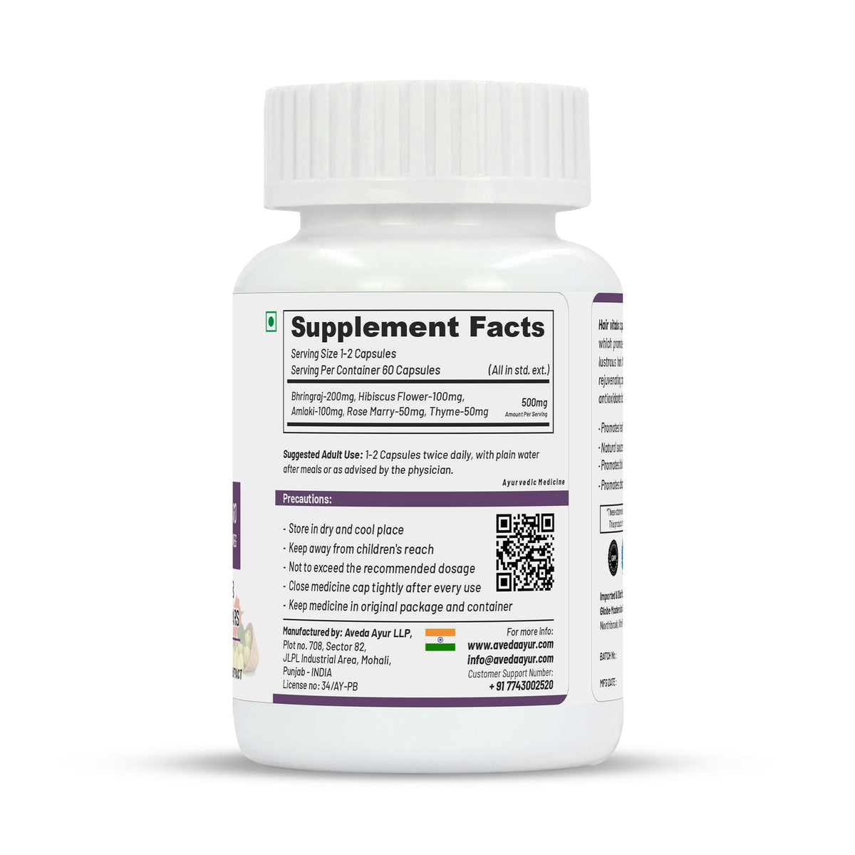 Life Aveda Premium Hair Vitals Veg Capsules | Grocsy