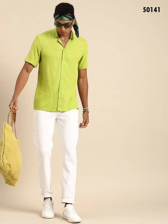 Green Men Rayon Comfort Opaque Casual Shirt - Mahotsav | Grocsy