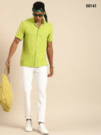 Green Men Rayon Comfort Opaque Casual Shirt - Mahotsav | Grocsy