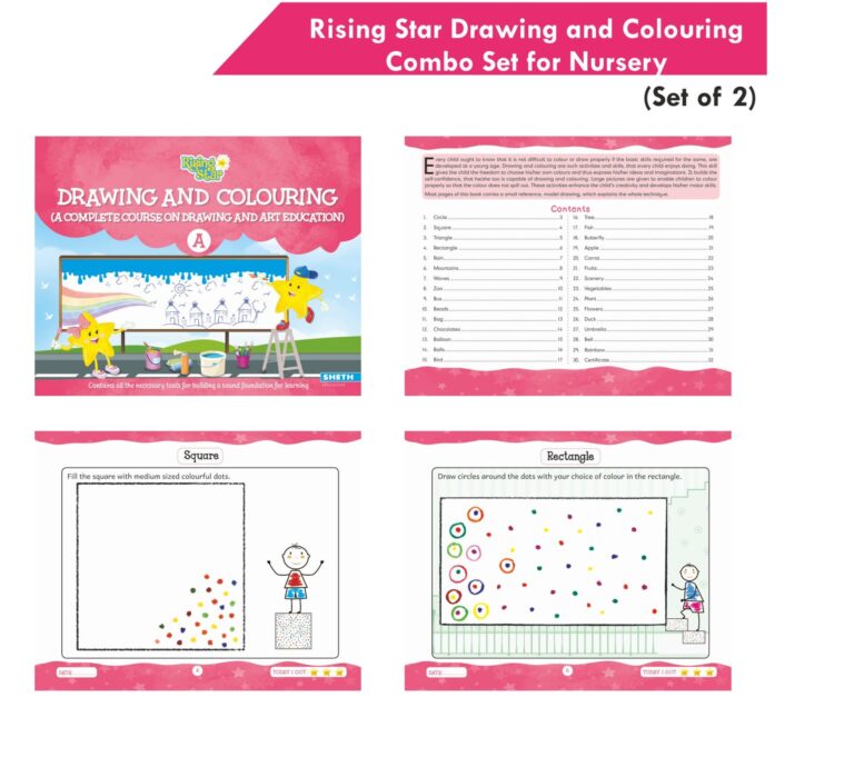 Rising Star Kids Learning Drawing, Colouring & Art Activity Book for Nursery Set of 2| Learn To Colour| Paper Folding Activity Book| Ages 3-4 Years | Grocsy