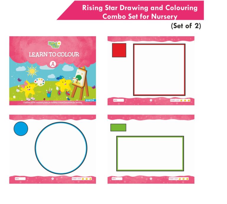 Rising Star Kids Learning Drawing, Colouring & Art Activity Book for Nursery Set of 2| Learn To Colour| Paper Folding Activity Book| Ages 3-4 Years | Grocsy