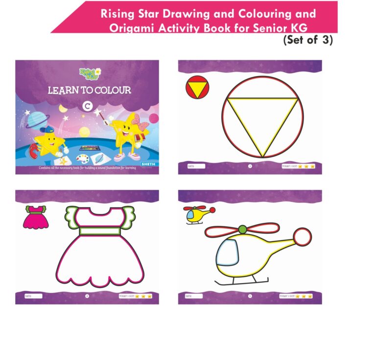 Rising Star Kids Learning Drawing, Colouring & Origami Activity Book for Senior KG Set of 3| Learn To Colour| Paper Folding Book| Ages 5-6 Years | Grocsy