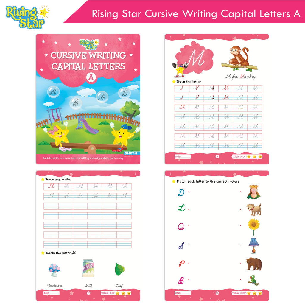 Rising Star Fun Learning Nursery Books Set of 6| Ages 4-5 Years| Alphabet, Cursive & Pattern Writing, Numbers, Colouring, Rhymes & Stories Book | Grocsy