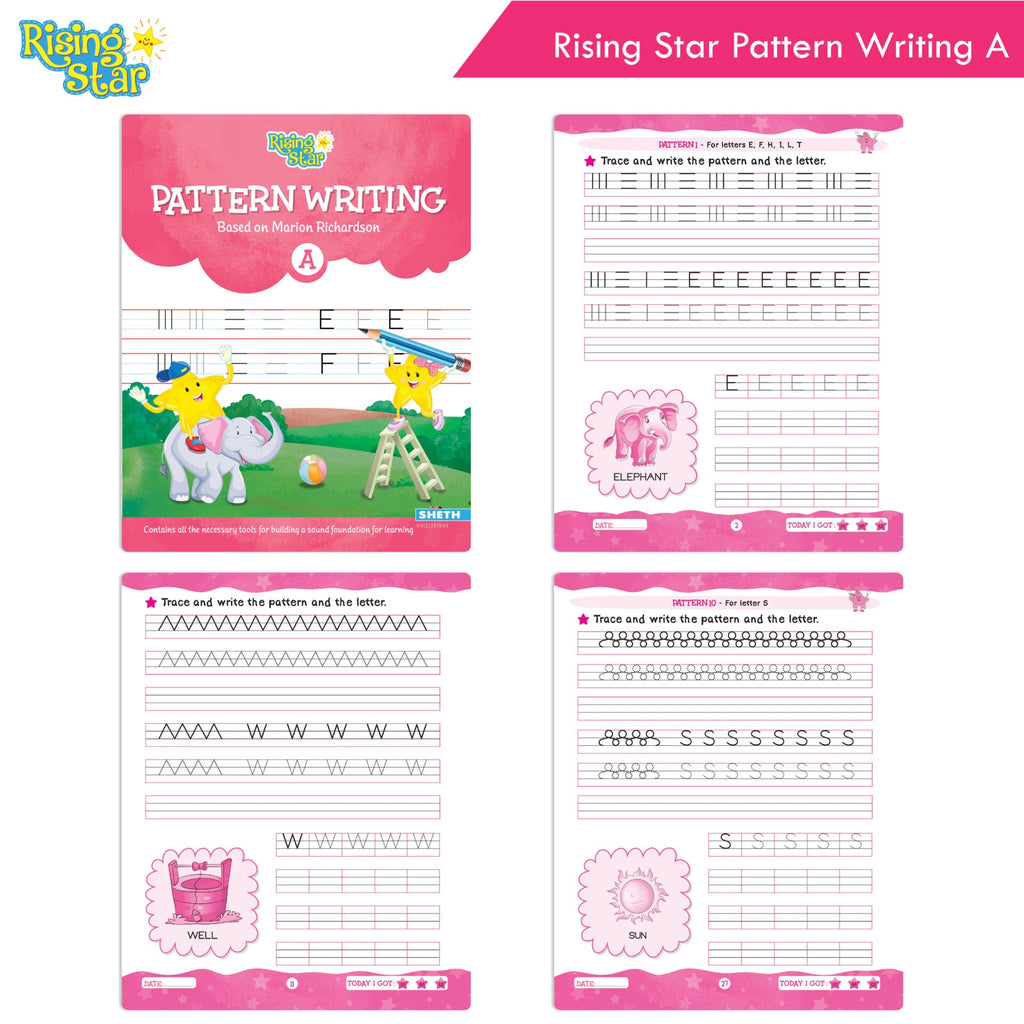 Rising Star Fun Learning Nursery Books Set of 6| Ages 4-5 Years| Alphabet, Cursive & Pattern Writing, Numbers, Colouring, Rhymes & Stories Book | Grocsy