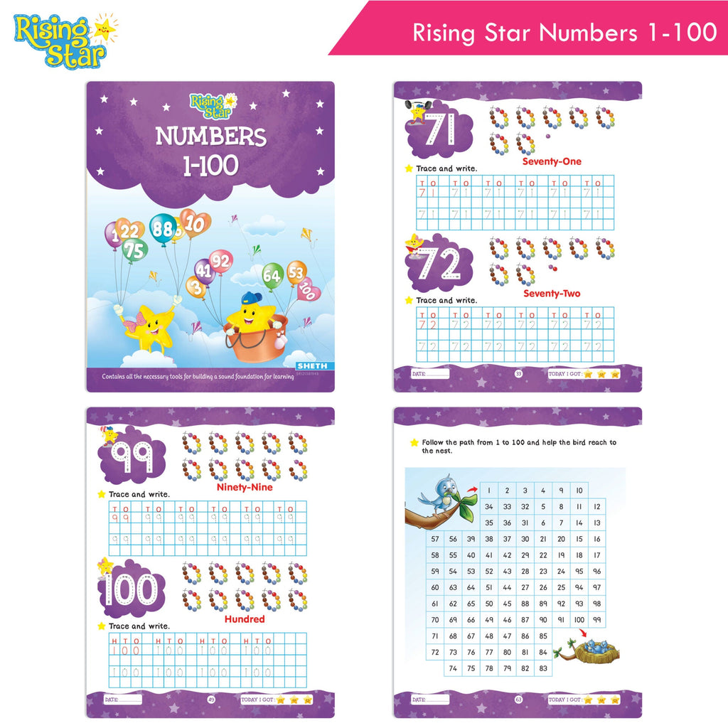 Rising Star Fun Learning Senior KG Books Set of 6| Ages 5-6 Years| Alphabet Letters, Cursive Writing, Number, Colouring, Rhymes & Stories Book | Grocsy