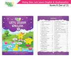 Rising Star Lets Learn English & Maths Activity Book Set B| Set of 2| Ages 3-7 Year| Number 1-100, Shapes, Alphabets | Grocsy