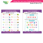 Rising Star Lets Learn English & Maths Activity Book Set B| Set of 2| Ages 3-7 Year| Number 1-100, Shapes, Alphabets | Grocsy