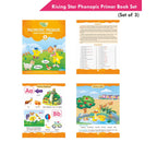 Rising Star Phonopic Primer (With Vowel Stories) Book Set Set of 3| Letter Words| Phonic Activity Book| Ages 3-7 Years | Grocsy