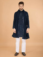Vastranavya Navy Blue Exclusive Festival Wear Viscose Silk Thread & Sequence Embroidered Work Kurta with Dupatta | Grocsy