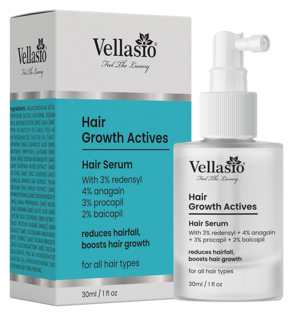 Vellasio Hair Growth Serum Actives - 3% Redensyl, 4% Anagain, 3% Procaoil, 2% Baicapil | Grocsy