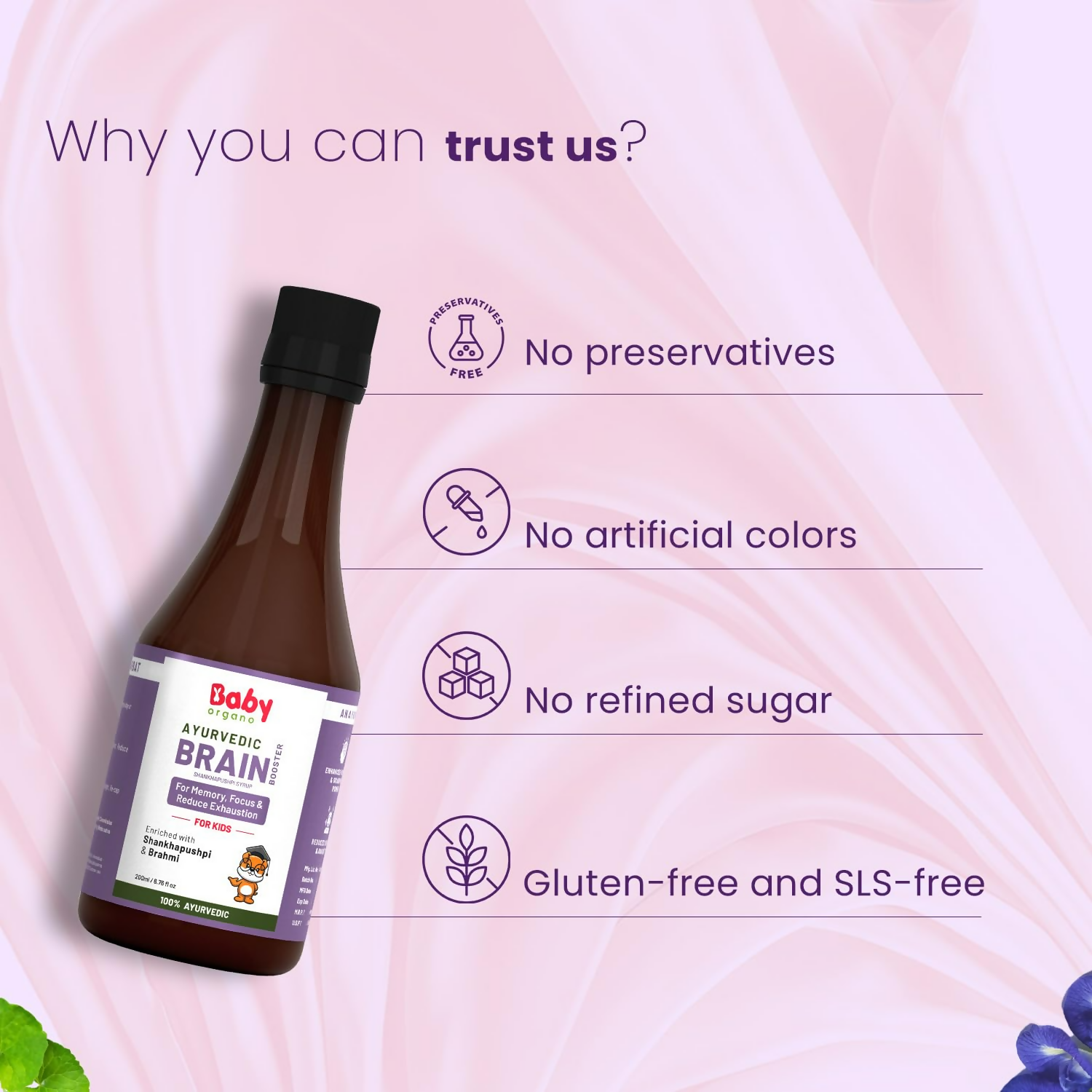 Babyorgano Brain Booster Shankhpushpi Syrup For Kids | Grocsy
