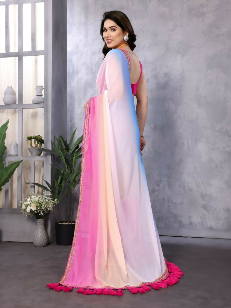 Designer Partywear Multi Georgette Fancy Saree - Kanak | Grocsy