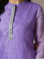 Myshka Women's Lavender Printed Cotton Blend Straight Party Kurta Set | Grocsy