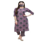 Lagi Women's Mauve Printed Straight Kurta & Pant (MC39B) | Grocsy