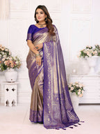 Aastha Fashion Royal Blue Tissue Silk Weaving Saree | Grocsy