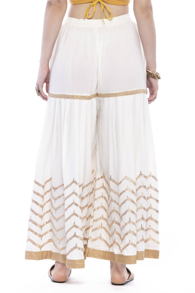 Mominos Fashion Latest Cotton Off White Gota Print Sharara For Girls | Grocsy