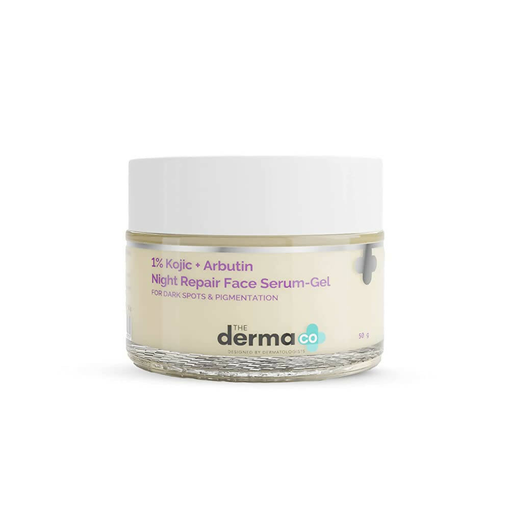 The Derma Co 1% Kojic + Arbutin Night Repair Face Serum Gel | Grocsy