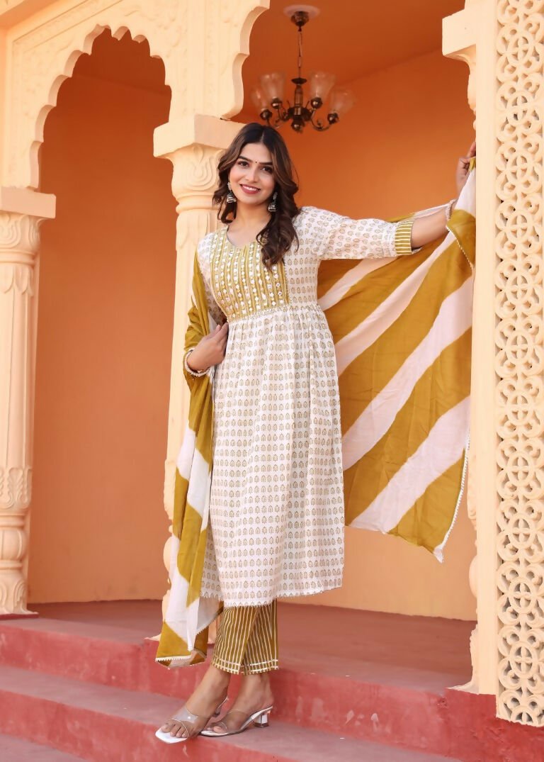 Alvano Printed 3Pcs Kurti Set for Women's and Girls Rayon | Grocsy