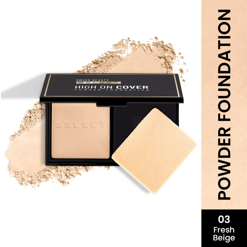 Swiss Beauty Select High On Cover Powder Foundation - 3 Fresh Beige | Grocsy