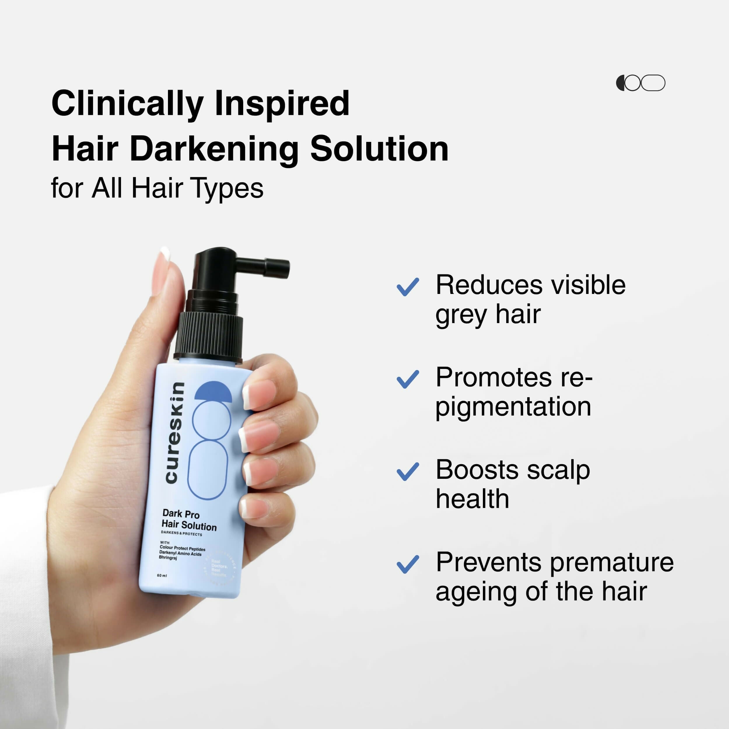 Cureskin Dark Pro Hair Solution Natural Hair Darkener with Colour Protection | Grocsy