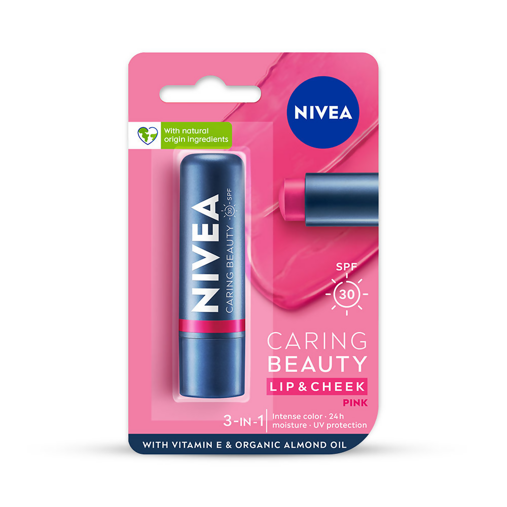 Nivea Lip Caring Beauty Red Lip Balm With SPF 30 - Pink | Grocsy