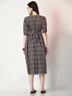 Myshka Women's Black Empire Printed Dress | Grocsy