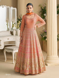 Anaita Orange Georgette Readymade Anarkali Suit with Embroidery Zarkan Work (Free Size) | Grocsy