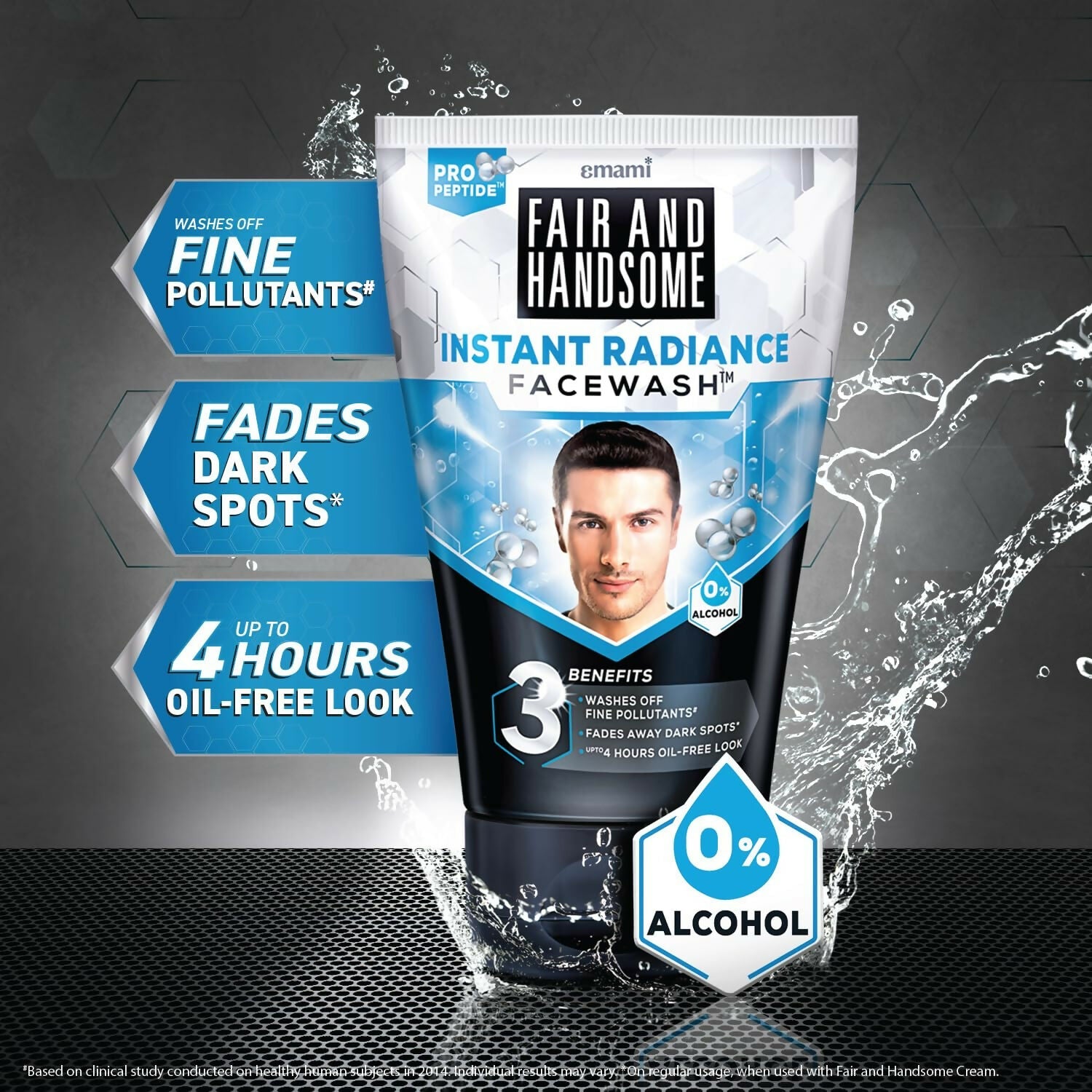 Fair and Handsome Instant Radiance Face Wash Pro-Peptide, Instant Radiance, Washes of Fine Pollutants | Grocsy
