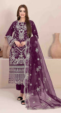 Anaita Purple Faux Georgette Stitched Suit with Embroidery Work | Grocsy