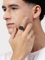 NVR Men's Black Metal Ring | Grocsy