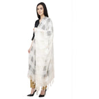 A R Silk Window Square Regular Dupatta Color White Dupatta or Chunni | Grocsy