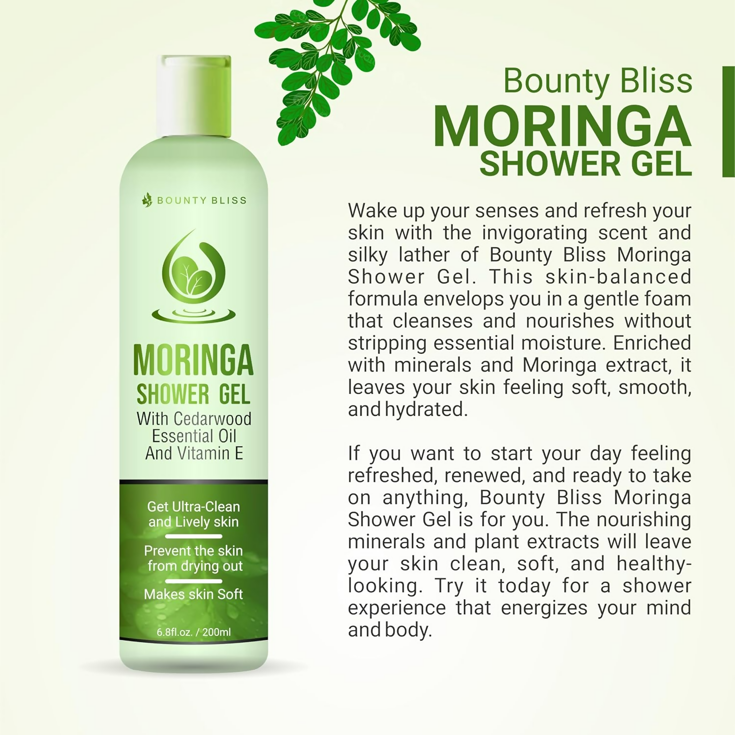 Bounty Bliss Moringa Shower Gel - Refreshing Cleanse with Natural Moringa Extract | Grocsy