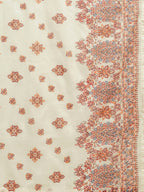 White And Peach Pure Cotton Floral Printed Anarkali Kurta And Bottom With Dupatta - Akashara | Grocsy