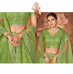 Wedding Designer Parrot Organza lehengha Choli - Anbazaar | Grocsy