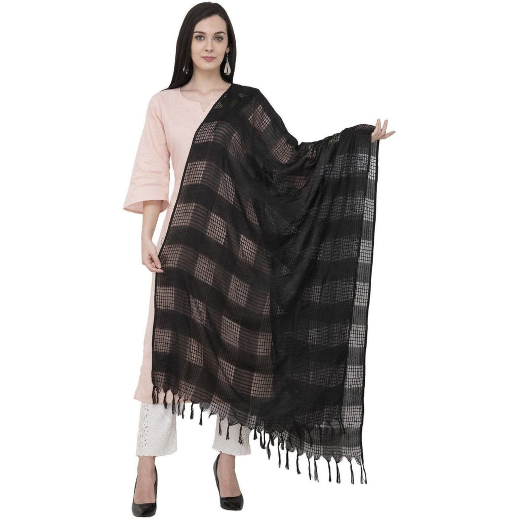 A R Silk Window Square Regular Dupatta Color Black Dupatta or Chunni | Grocsy