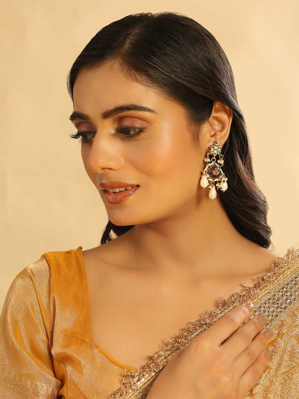 Nuyug 22K Gold Plated Ruby Grace Earrings | Grocsy