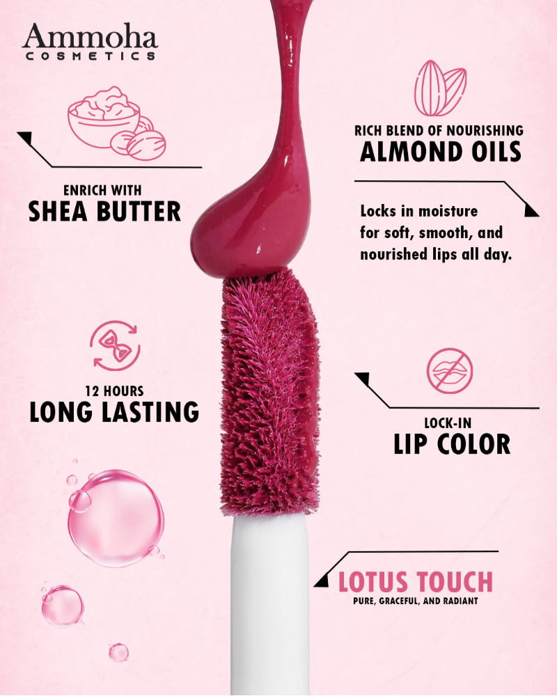Ammoha Cosmetics Long-Lasting, Matte-Finished Lotus Touch Color Liquid Lipstick | Grocsy