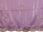 Vastranavya Lavender Embroidery Work Shimmer Chiffon Saree with Unstitched Blouse | Grocsy