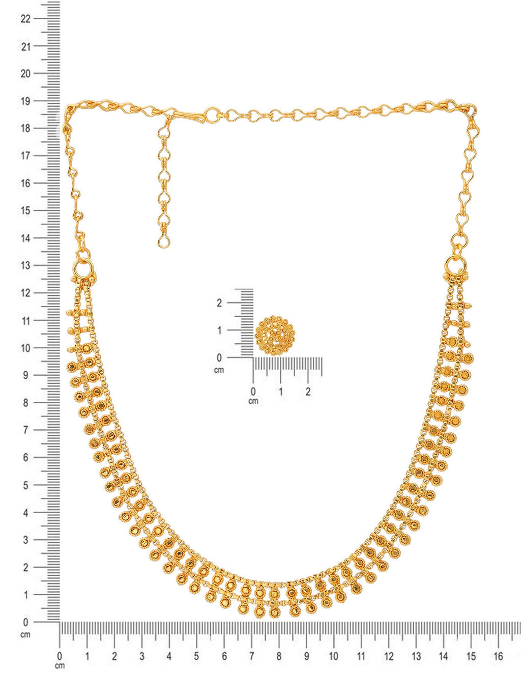Ruby Raang Golden Necklace with Studs | Grocsy