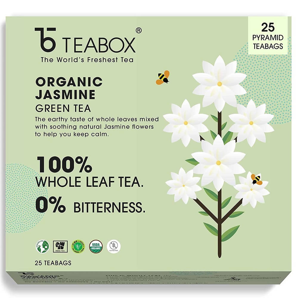 Teabox Organic Jasmine Green Tea Bags | Grocsy