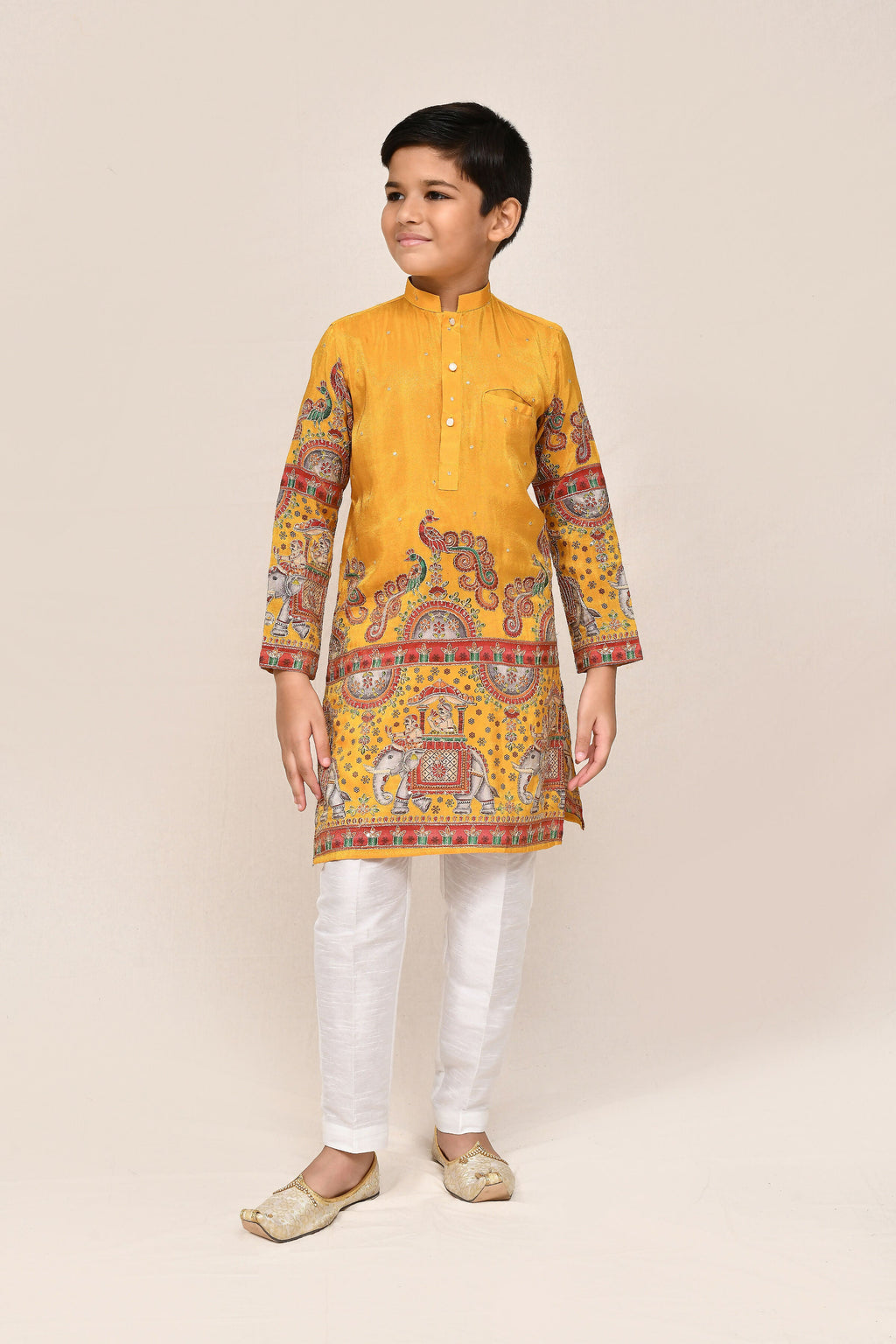 Joban Fashion Silk Yellow Kurta With Straight Fit Pant | Grocsy