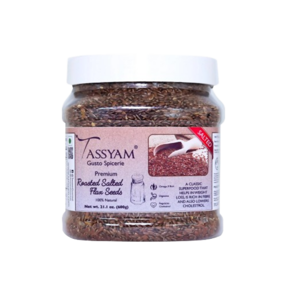 Tassyam Organics Salted Flax Seeds - Jar | Grocsy