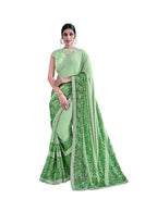 Sea Green Lycra Embroidery Saree with Unstitched Blouse Piece - Norita Elaura | Grocsy