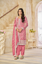 Anaita Pink Organza Crush Stitched Suit with Embroidery Work | Grocsy