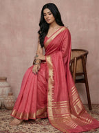 Shree Shyam Fashion Maroon Cotton Saree | Grocsy
