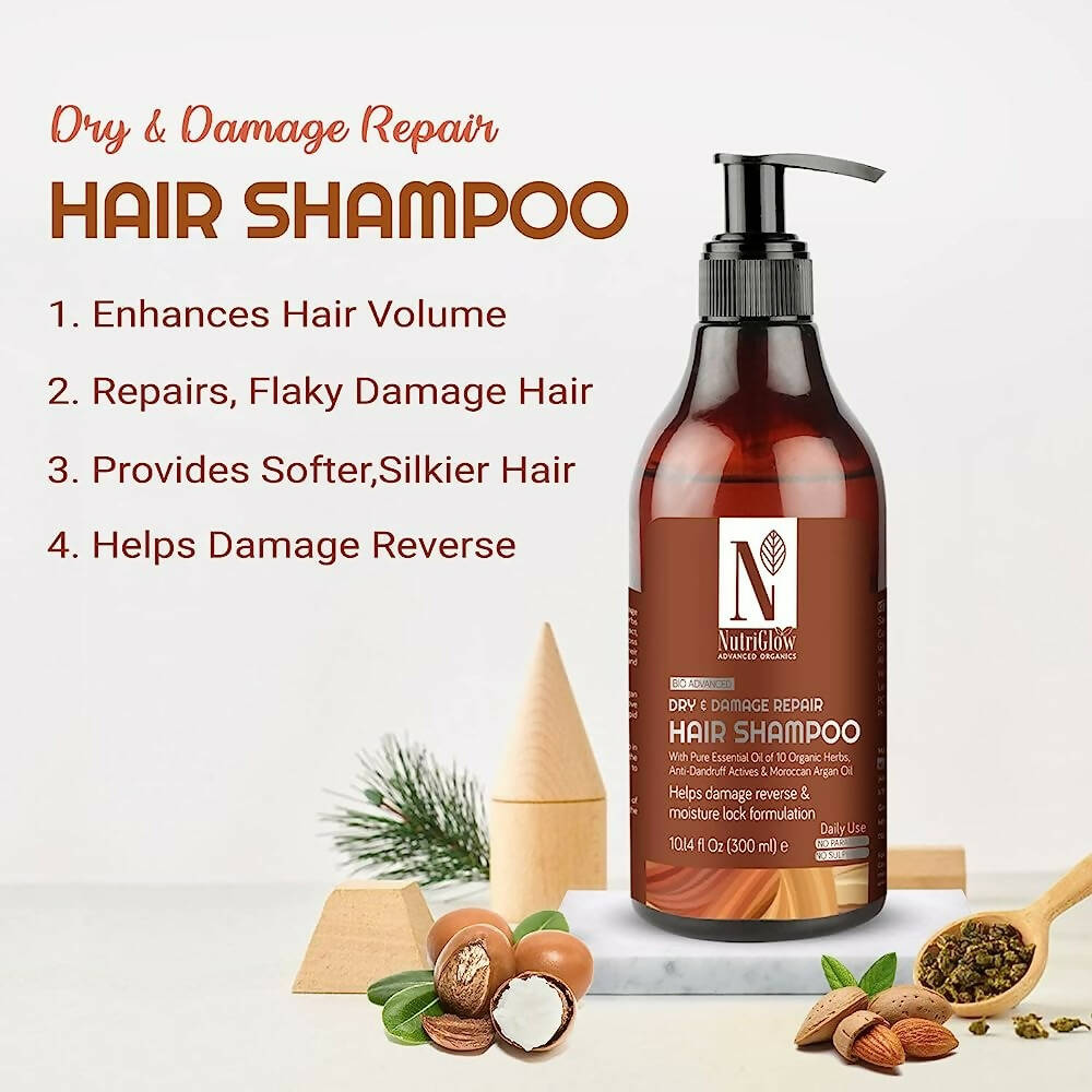 NutriGlow Advanced Organics Bio Dry and Damage Repair Shampoo | Grocsy